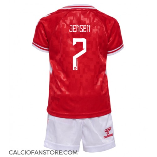 Maglia Calcio Danimarca Mathias Jensen #7 Prima Divisa Bambino Europei 2024 Manica Corta (+ pantaloncini)